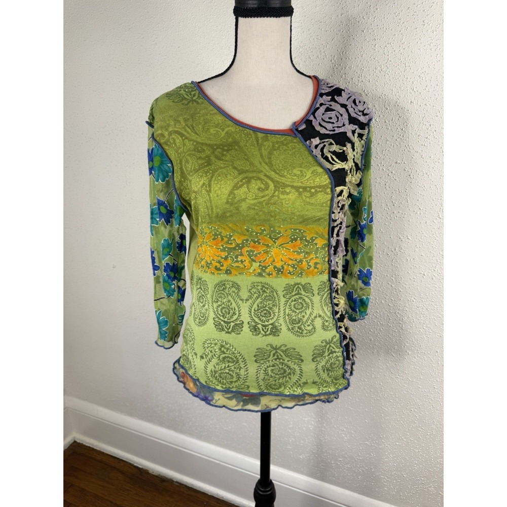 Vintage Save The Queen! Mesh Patchwork Top Iconic 1990's 2000's Y2K Size M Rare - Picture 1 of 10